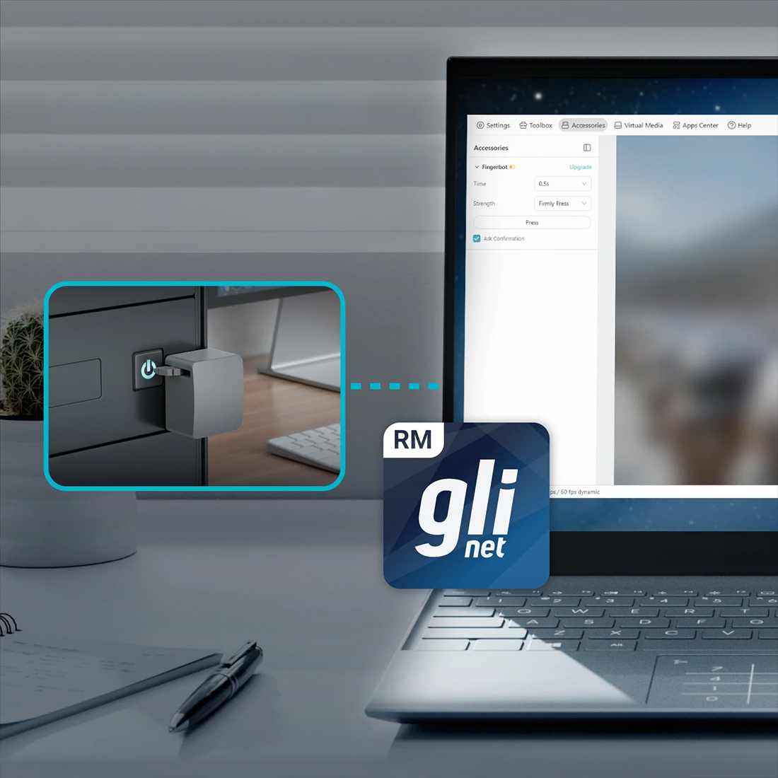 zdalne sterowanie zasilaniem komputera GL.iNet FGB-01 integracja z Comet GL-RM1 GLKVM