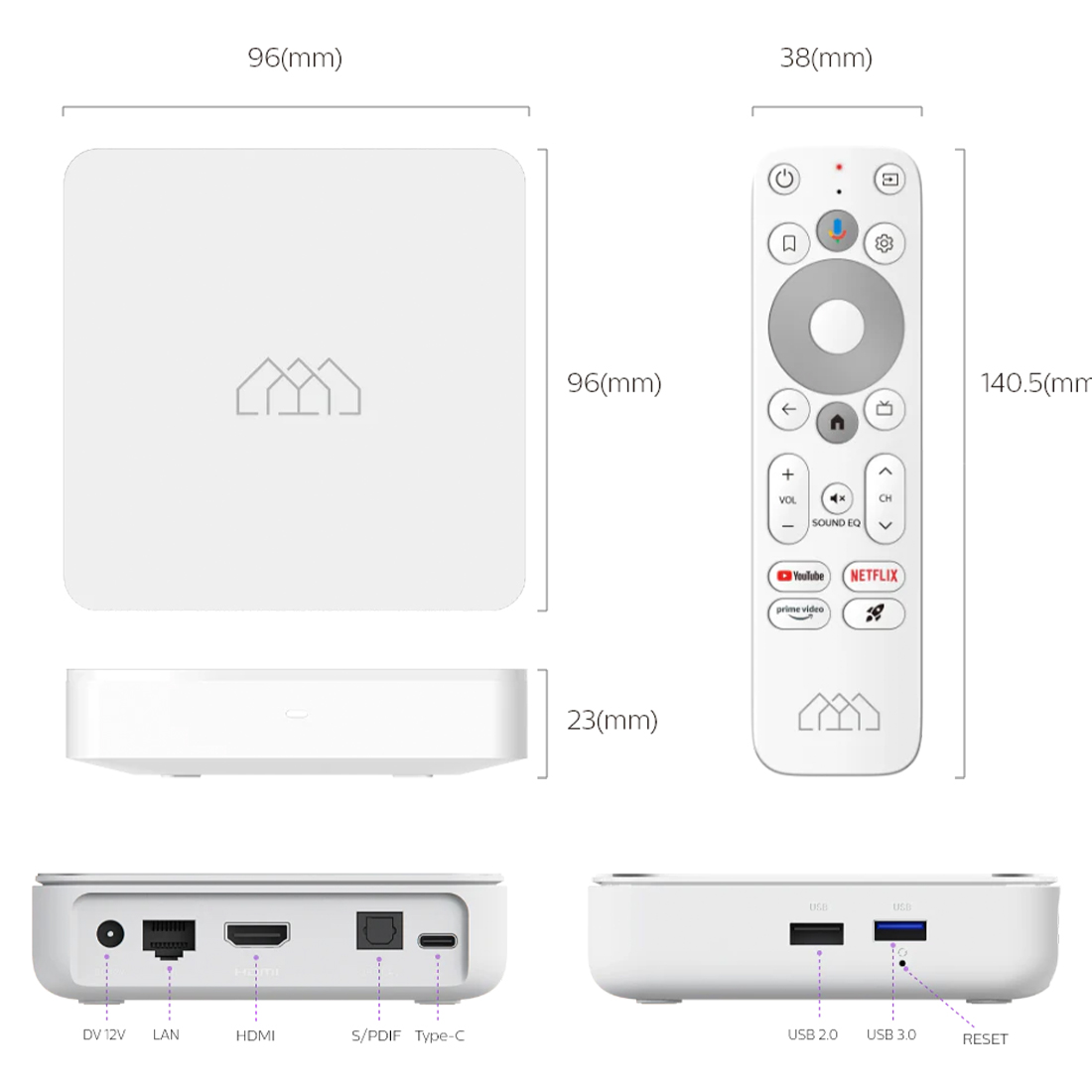 homatics Box R Lite 4k tył złącz hdmi usb ethernet spdif