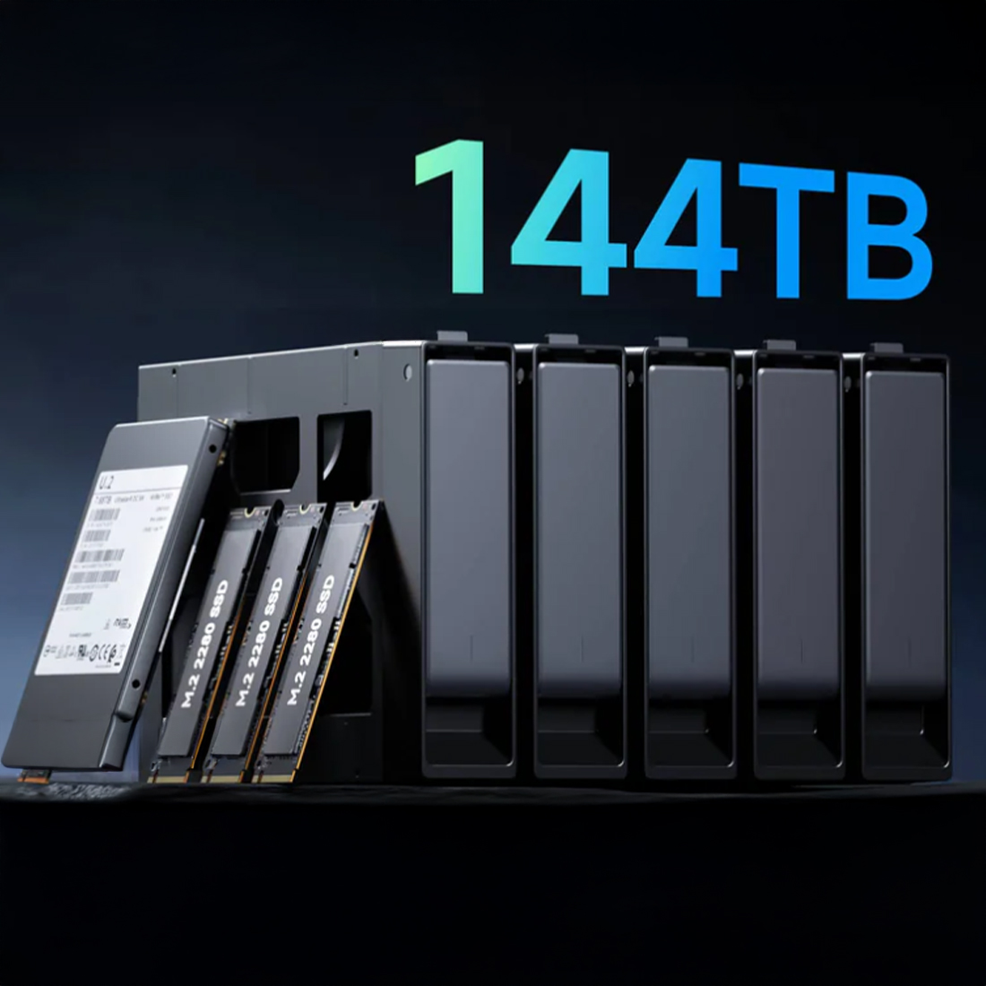 NAS 5×HDD i 3×NVMe – do 144 TB łącznie