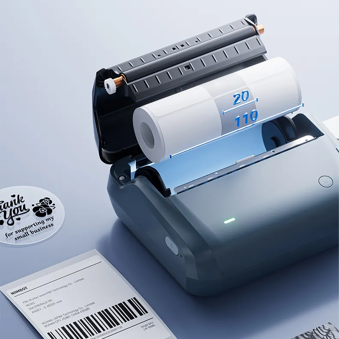 drukarka etykiet Niimbot B4 wbudowana komora na rolkę