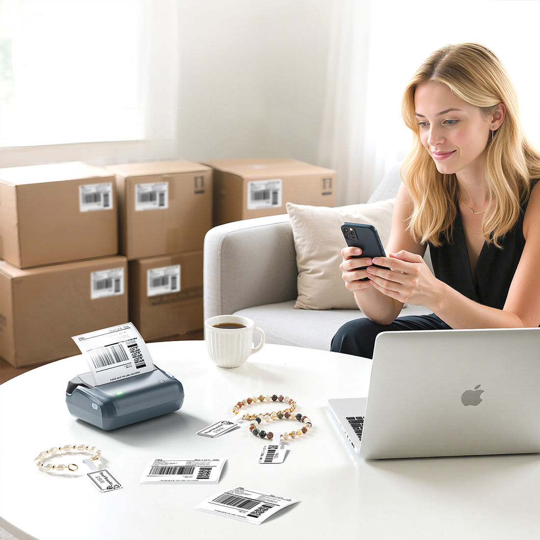 drukarka Niimbot B4 Bluetooth z telefonem i komputerem