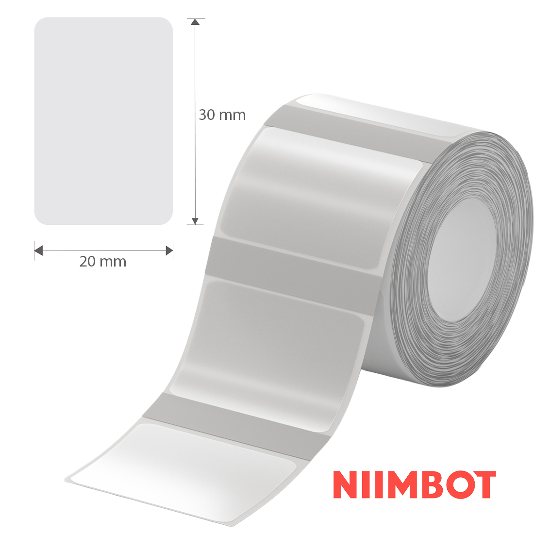 etykiety termiczne transparentne Niimbot 30×20 mm czarny nadruk