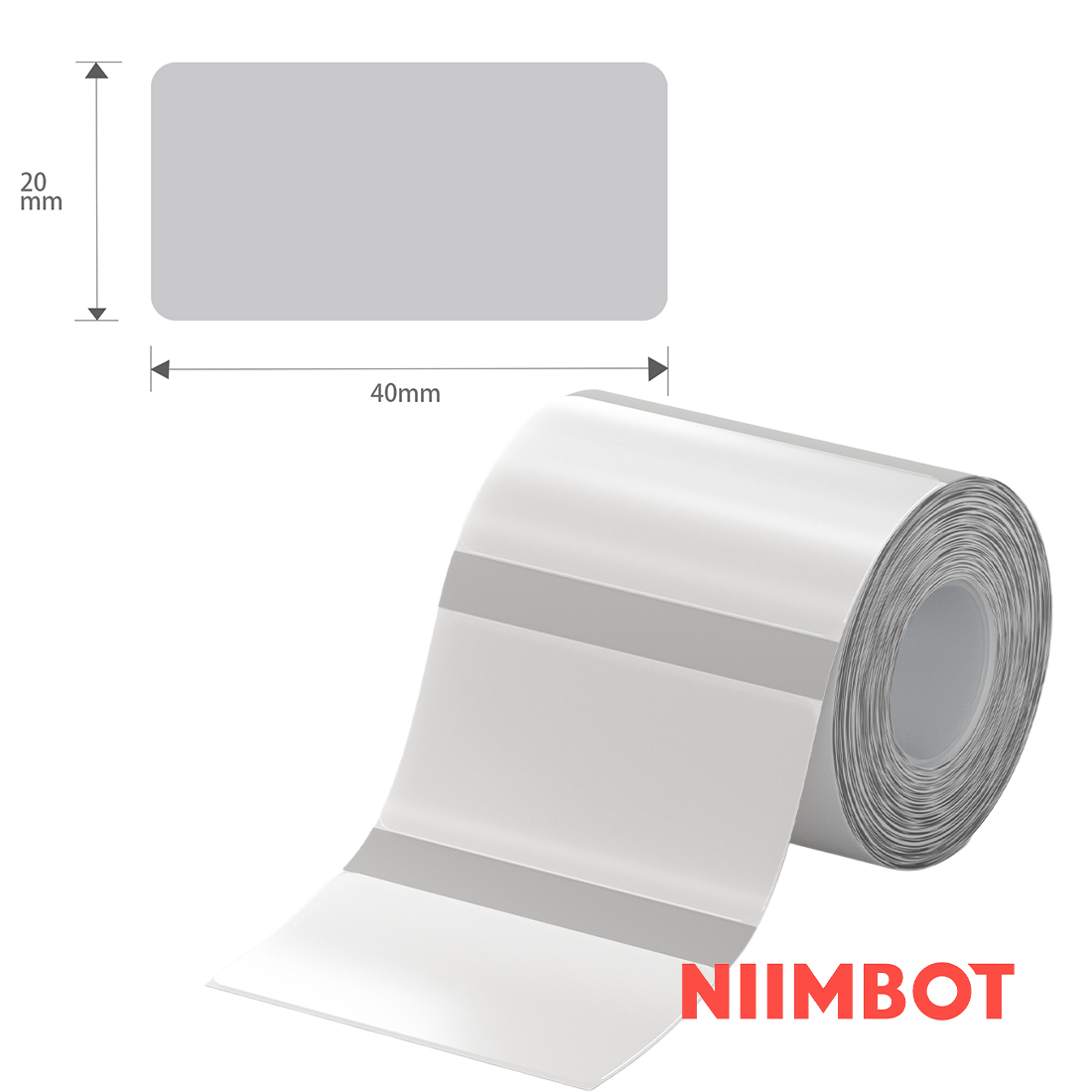 etykiety termiczne transparentne Niimbot 40×20 mm czarny nadruk