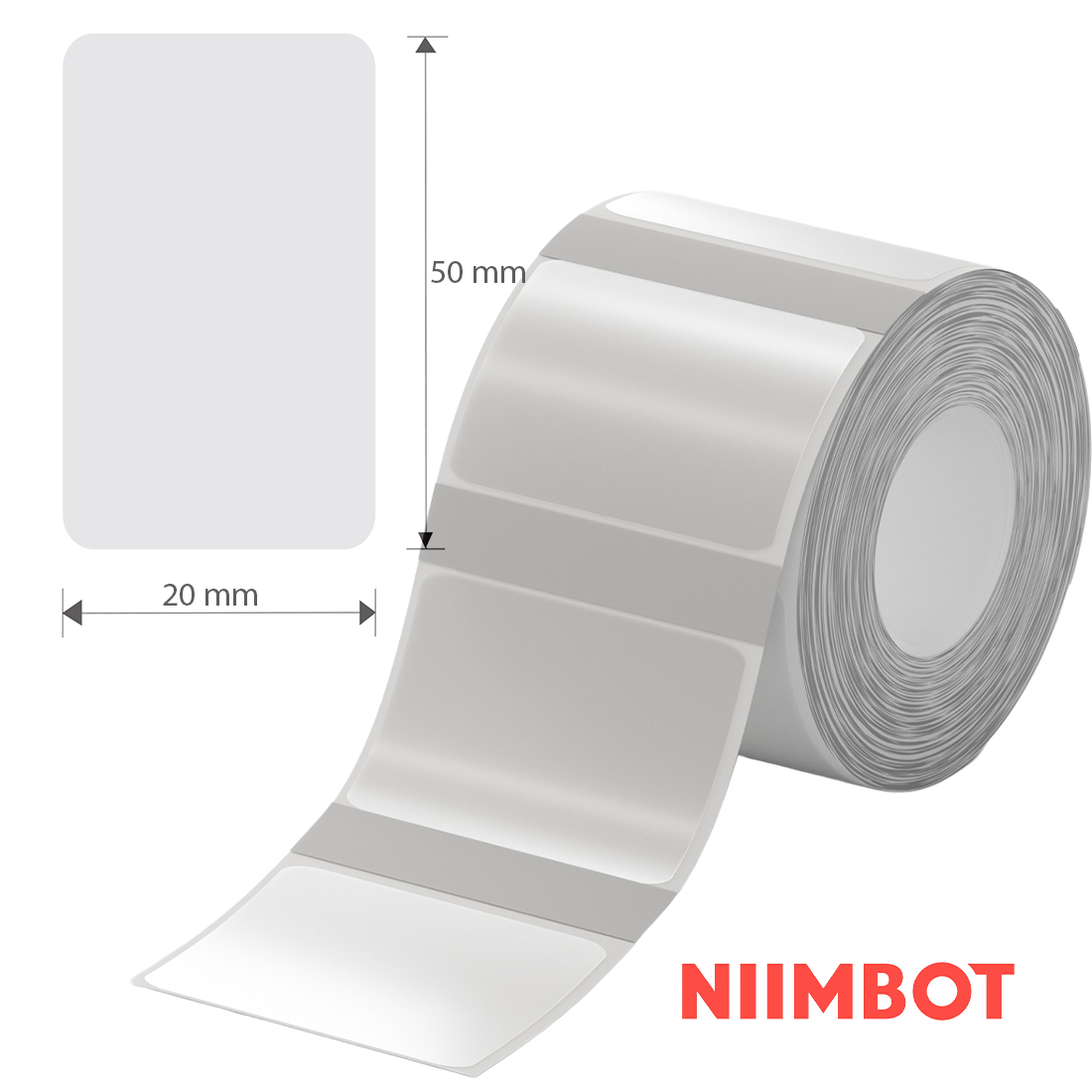 etykiety termiczne transparentne Niimbot 50×20 mm czarny nadruk