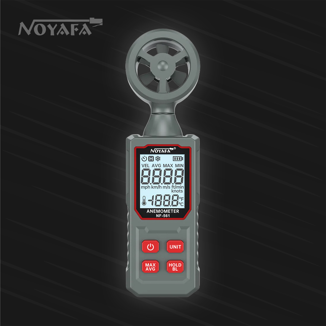 Noyafa NF-561 mini cyfrowy anemometr z pomiarem prędkości wiatru i temperatury