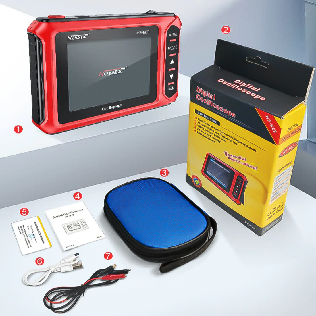 Oscyloskop ręczny NOYAFA NF-622 mini przenośny oscyloskop cyfrowy 200kHz 2,5MS/s