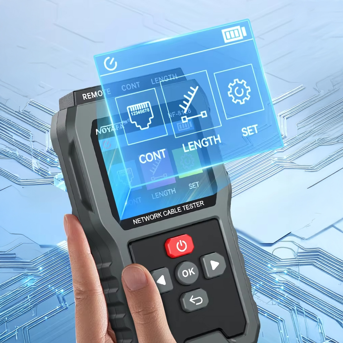 NF-8128 tester kabli z kolorowym podświetlanym ekranem