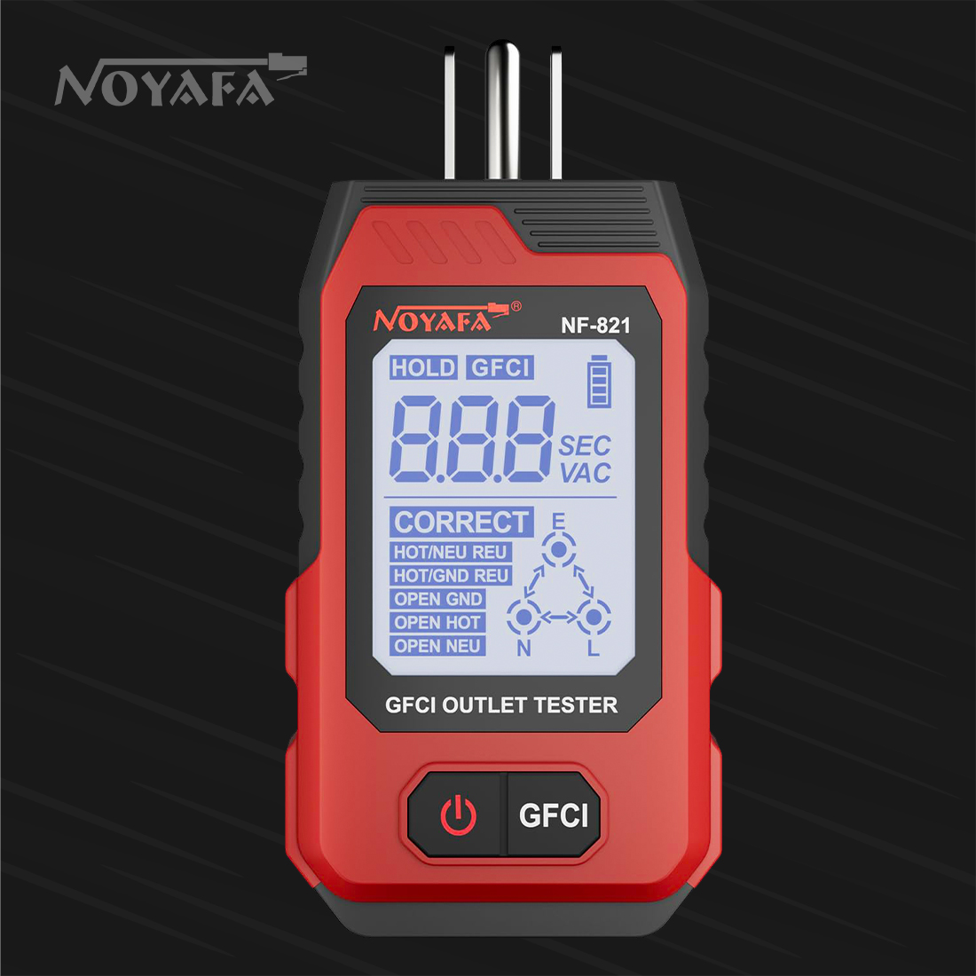 NOYAFA NF-821 tester gniazd elektrycznych z funkcją GFCI