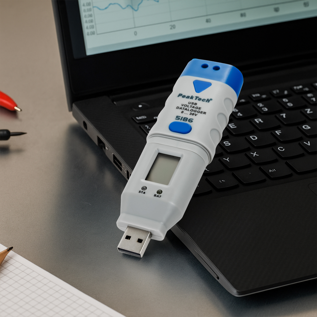 logger napięcia z pamięcią USB do pomiarów długoterminowych PeakTech P5186
