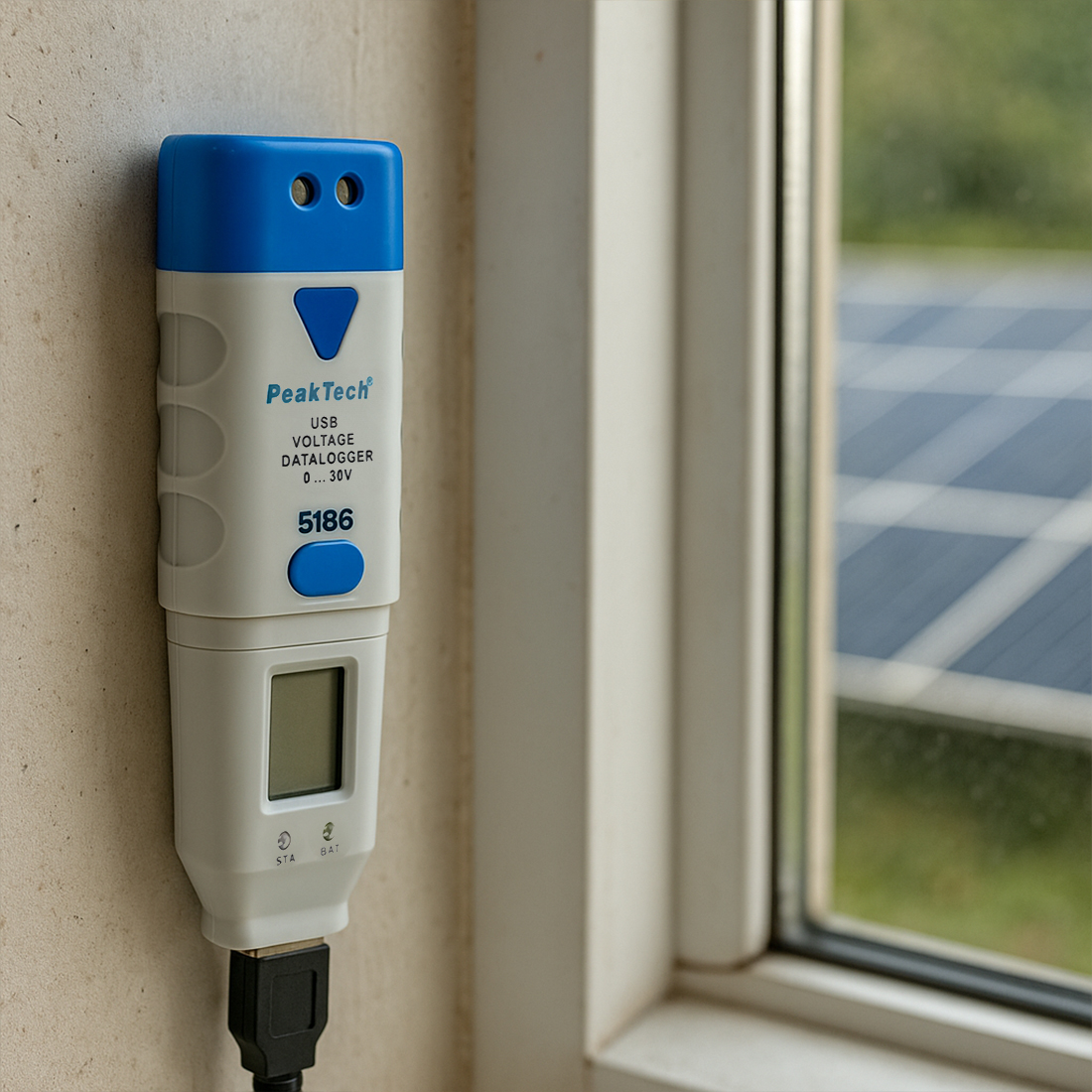 profesjonalny logger napięcia z LED i pamięcią 32k pomiarów PeakTech P5186