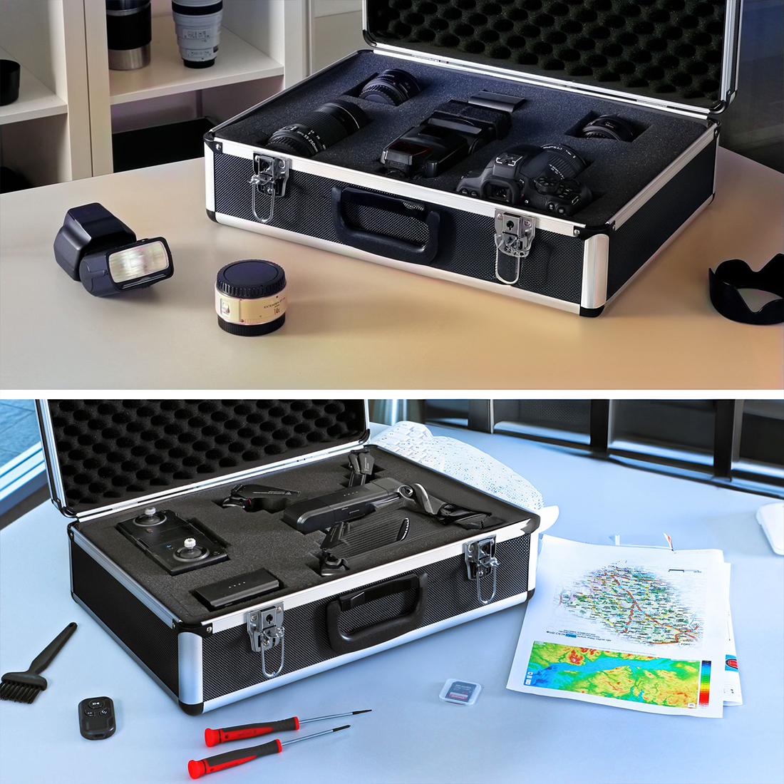 PeakTech P7310 walizka z wyciąganą pianką do sprzętu laboratoryjnego