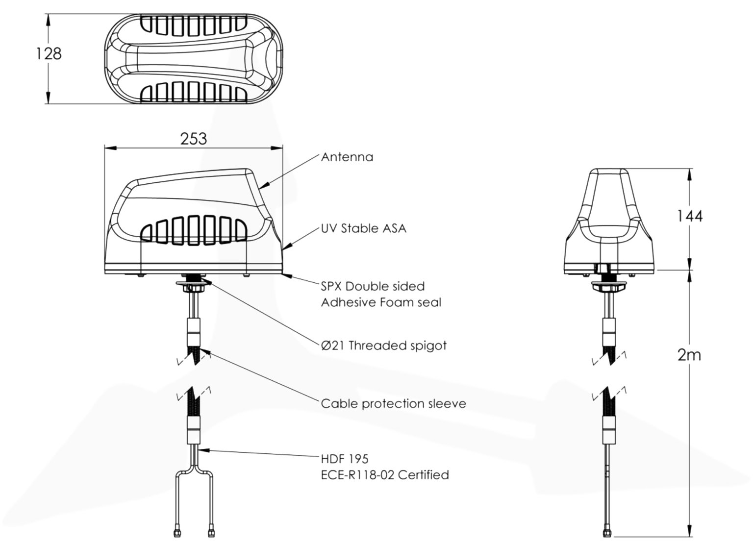 Poynting MIMO-3-V2-12 z uchwytem ściennym i słupkowym (vertical/horizontal mount)