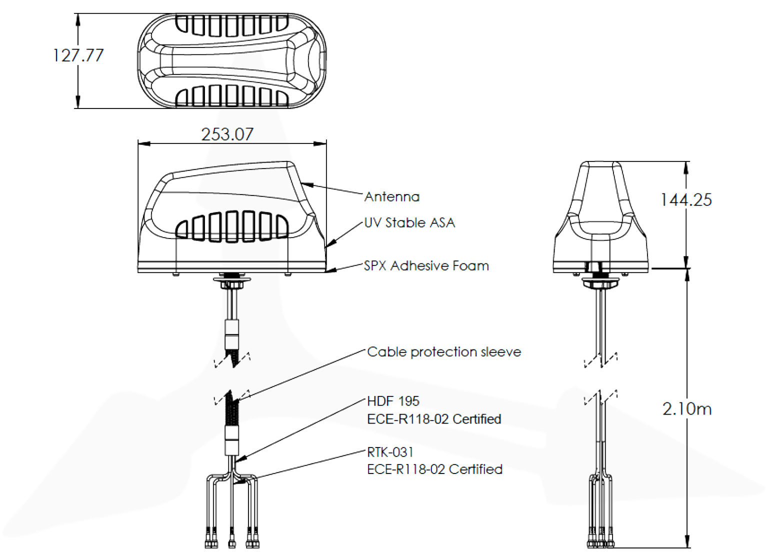 Poynting MIMO-3-V2-14 z uchwytem ściennym i słupkowym (vertical/horizontal mount)