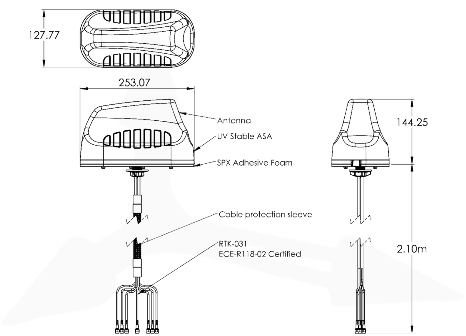 Poynting MIMO-3-V2-17 z uchwytem ściennym i słupkowym (vertical/horizontal mount)