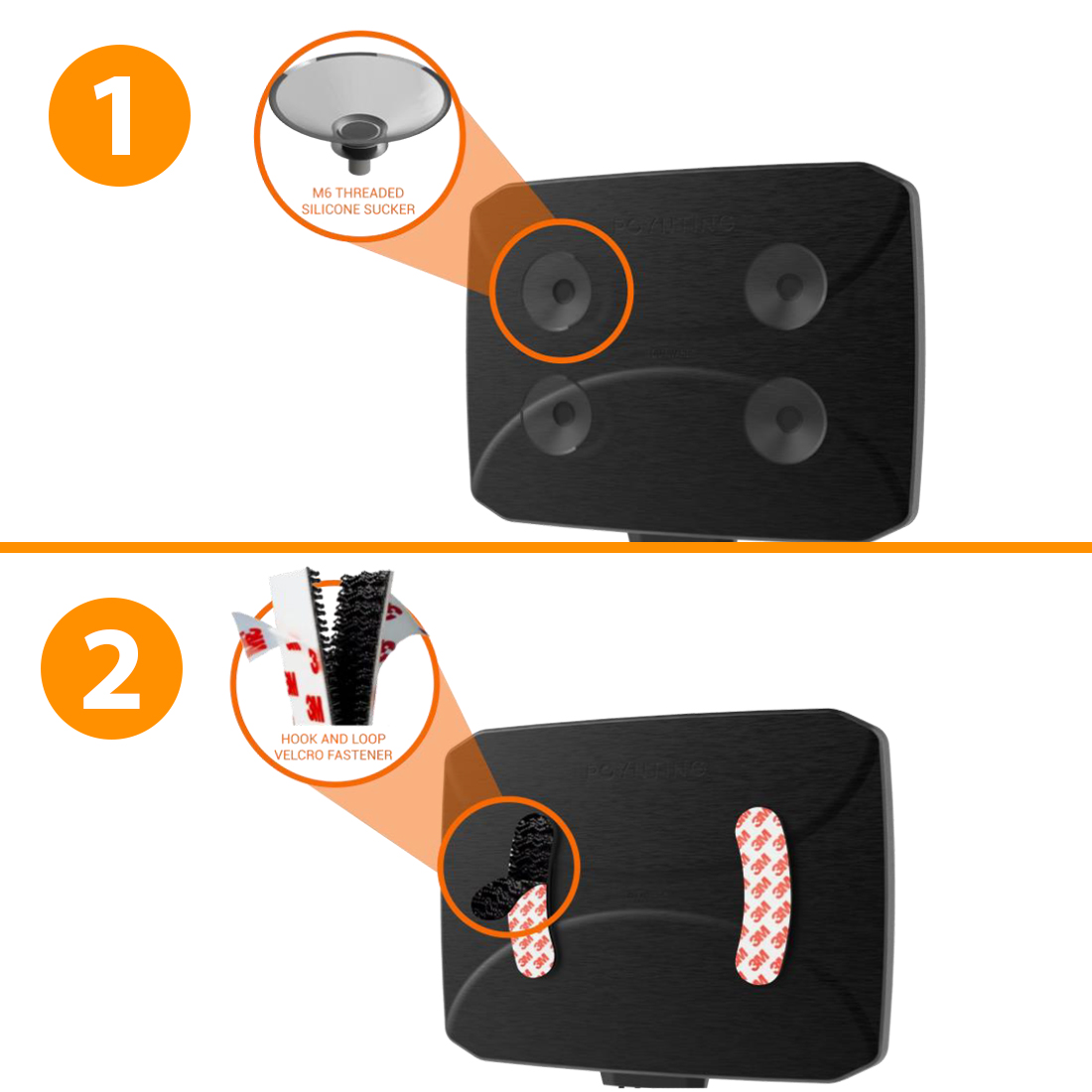 Opcje montażu anteny Poynting PANL-631 – przyssawki i taśmy Velcro