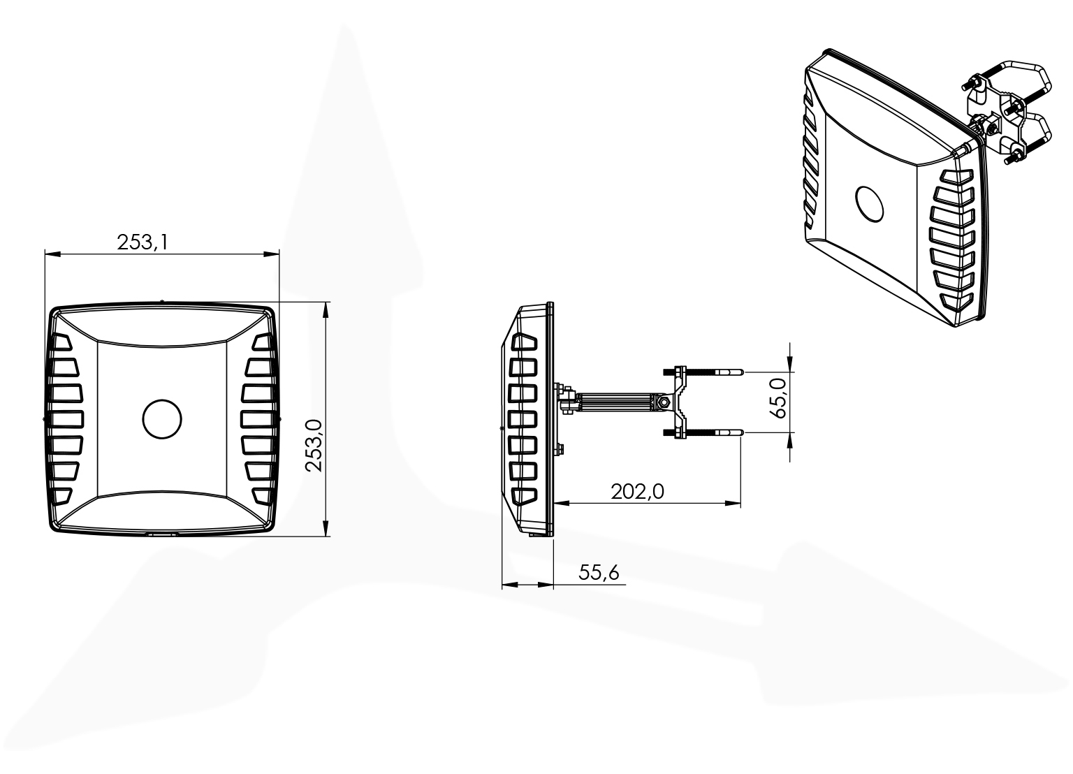Poynting PATCH-25 z uchwytem masztowym