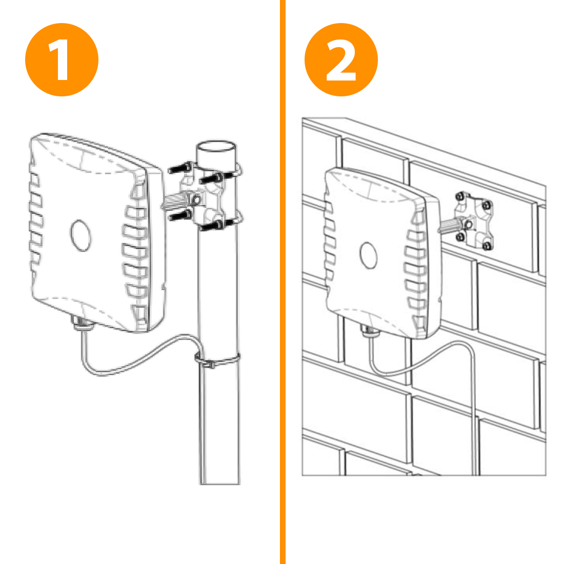 Opcje montażu anteny Poynting WLAN-60 – ściana i maszt