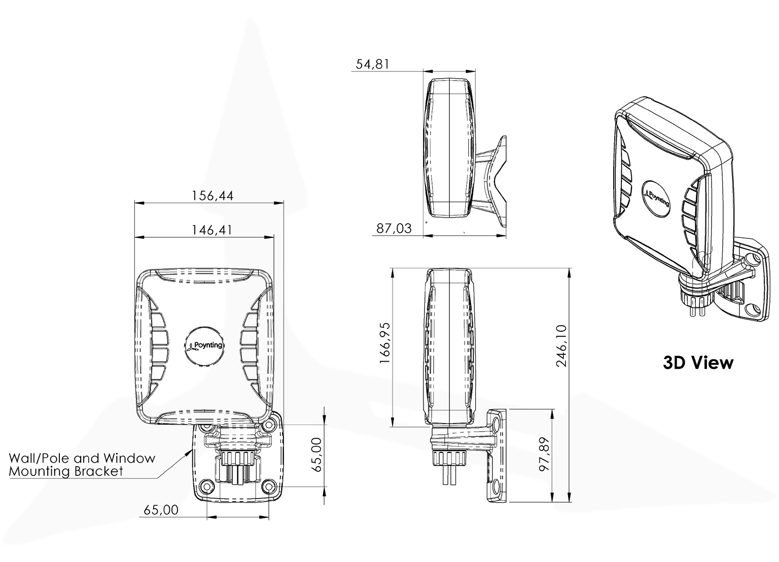 Poynting XPOL-1-5G MIMO 4×4 z uchwytem ściennym