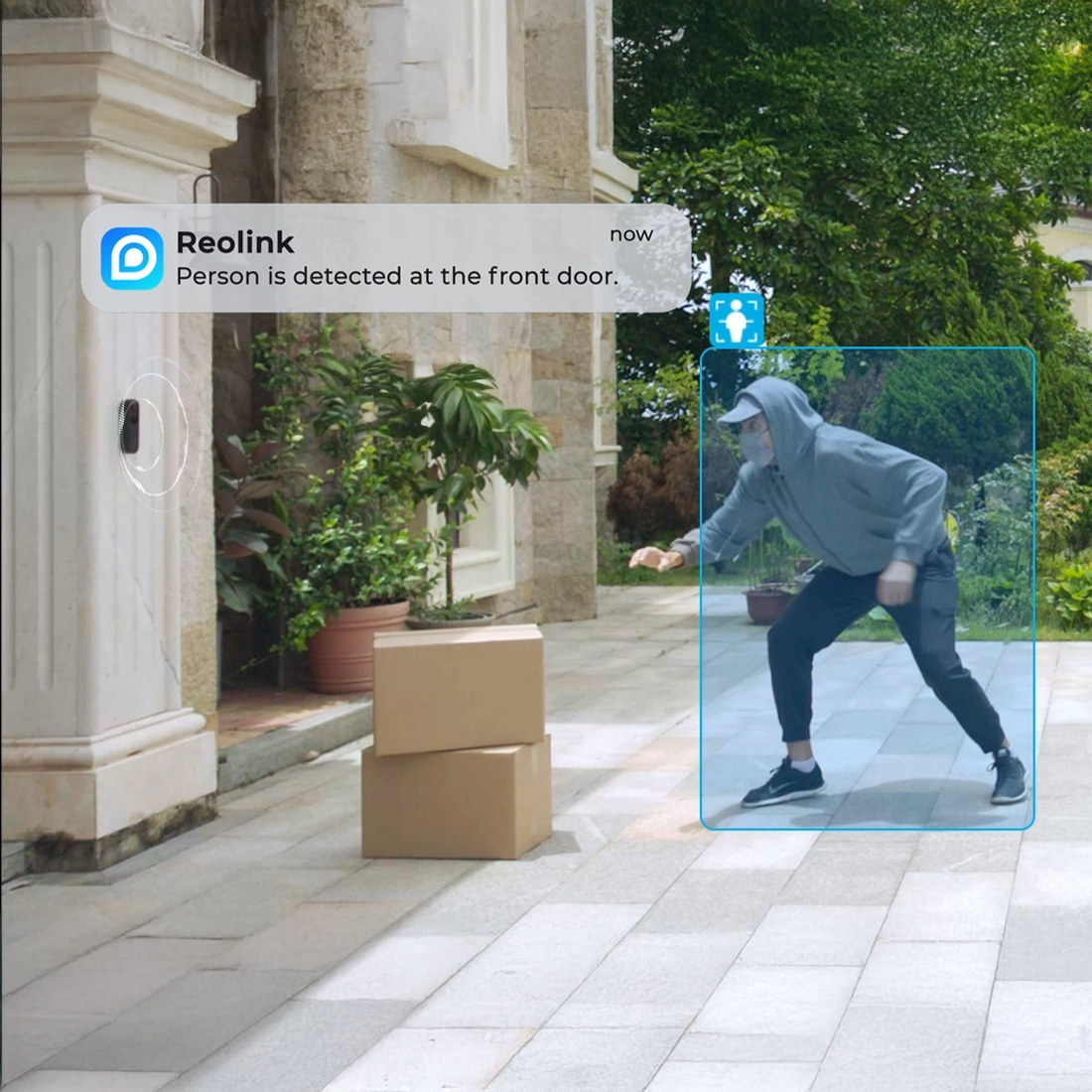 Reolink 2K PoE Doorbell czarny inteligentna detekcja osób strefy ruchu