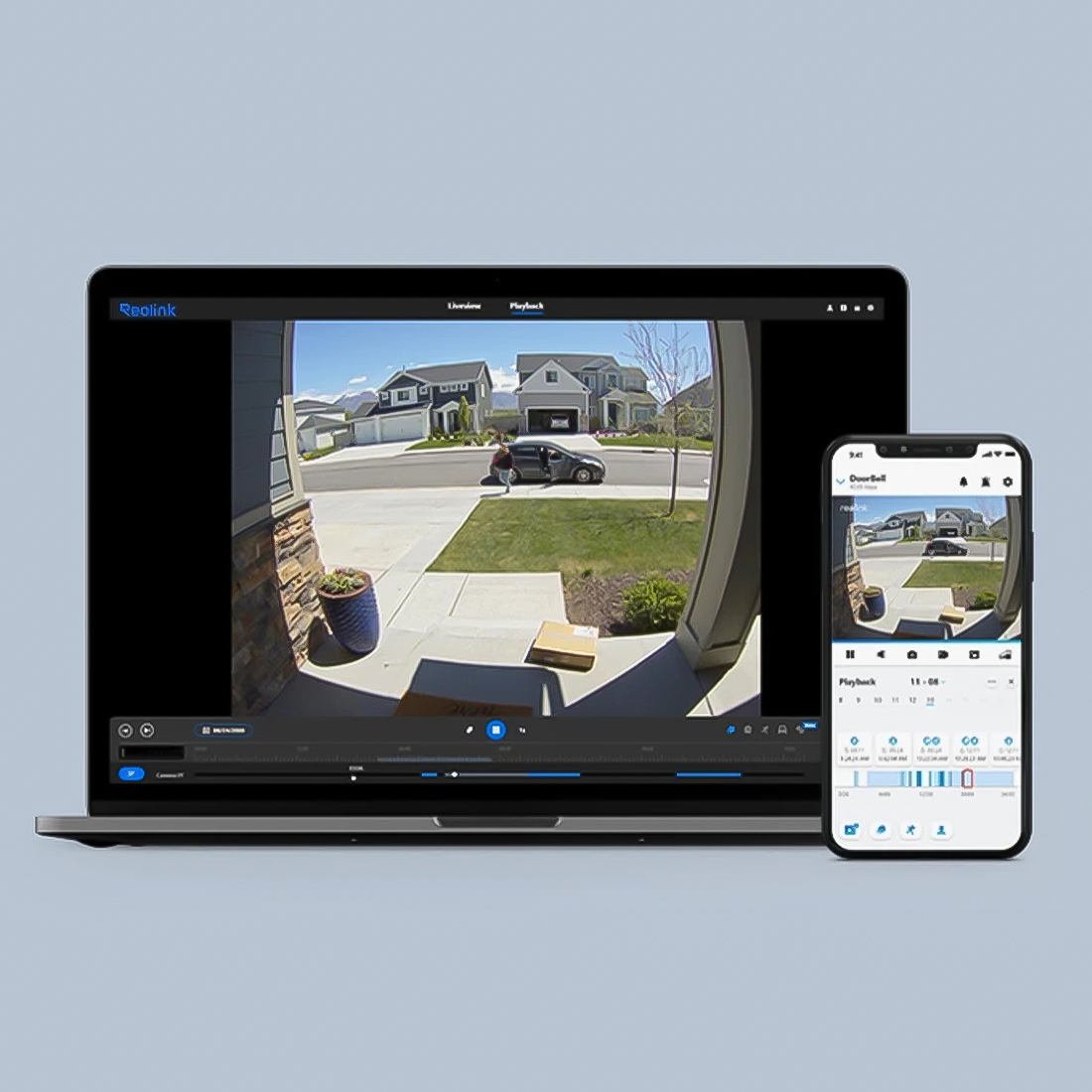 Reolink 2K PoE Doorbell biały, aplikacja mobilna, powiadomienia, live view i odtwarzanie