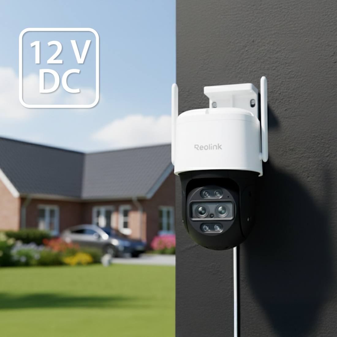 Reolink TrackMix WiFi – przewodowe zasilanie DC 12V 2A dla ciągłej pracy 24/7