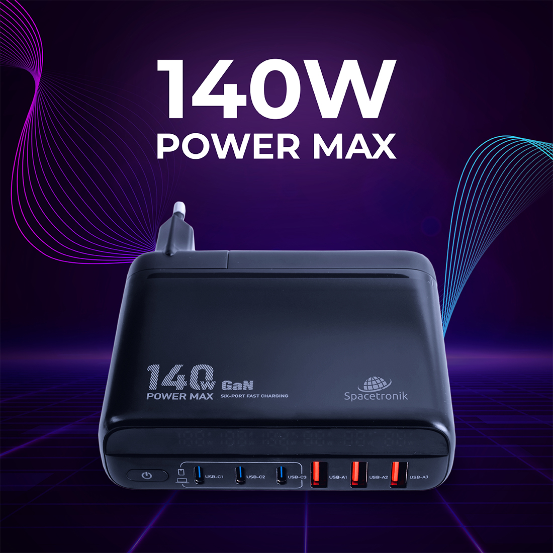 Ładowarka wieloportowa 140W – Spacetronik SR103