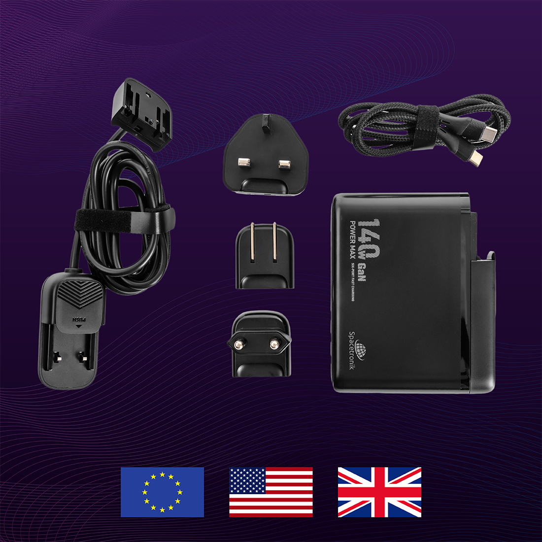 Ładowarka podróżna Spacetronik SR103 z adapterami EU UK US