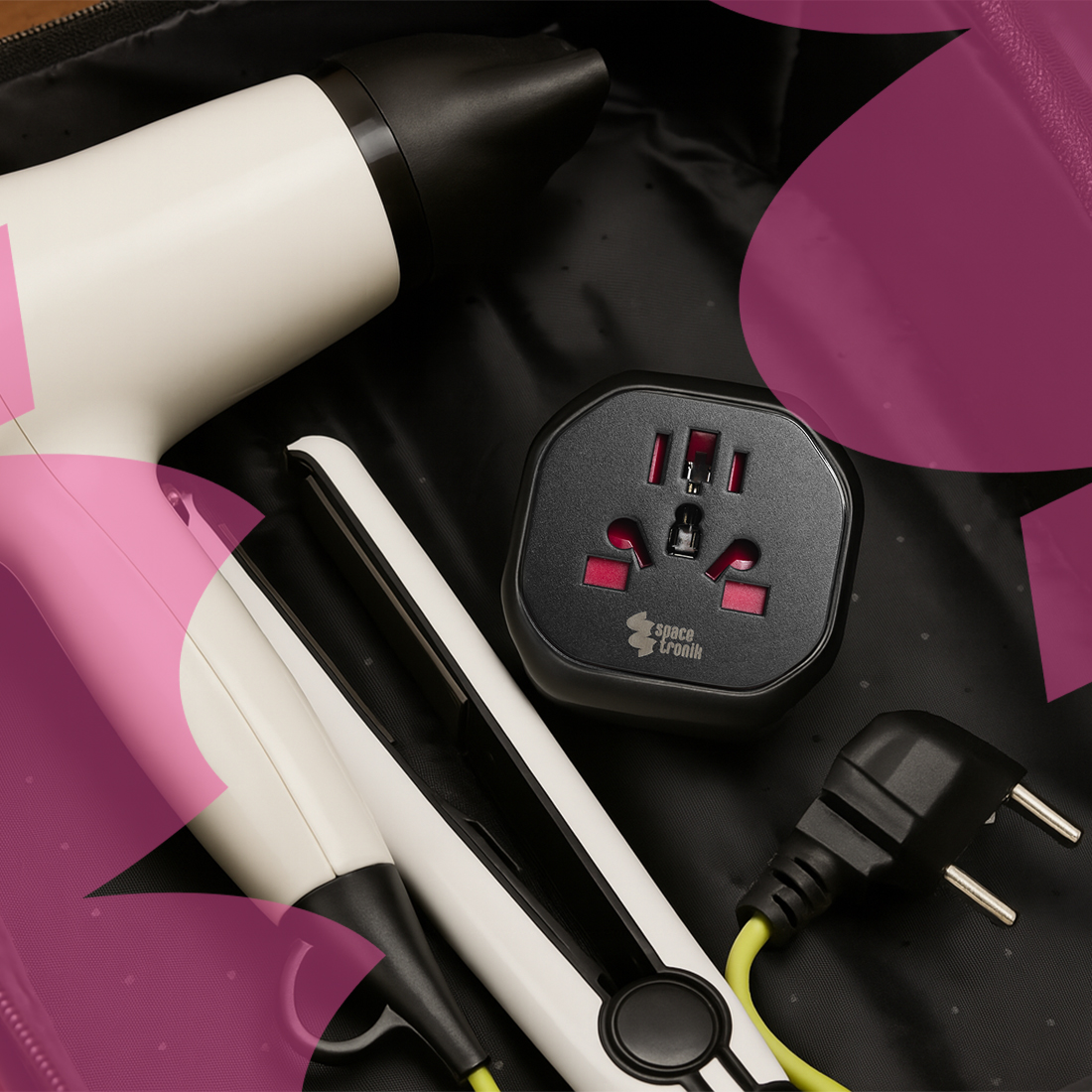 adapter z wejściem UK/US/AU i europejską wtyczką – Spacetronik SR104