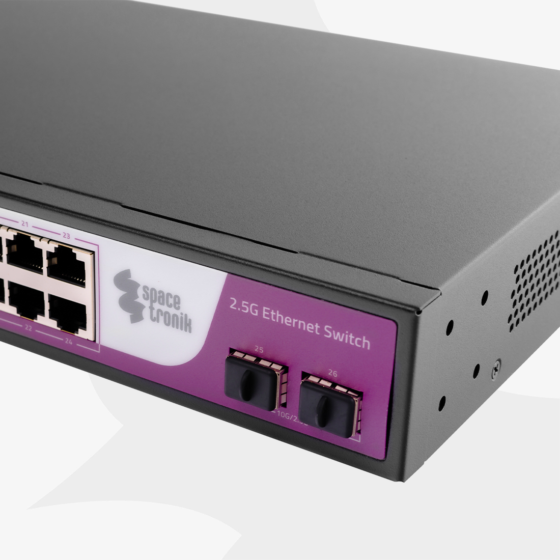 Uplink 10G SFP+ w przełączniku 2.5G Spacetronik SP-SGT124S – światłowód do serwera/NAS