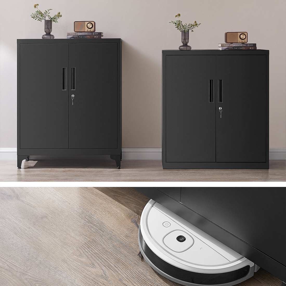 Regulowane nóżki metalowej szafki Spacetronik SPC160B