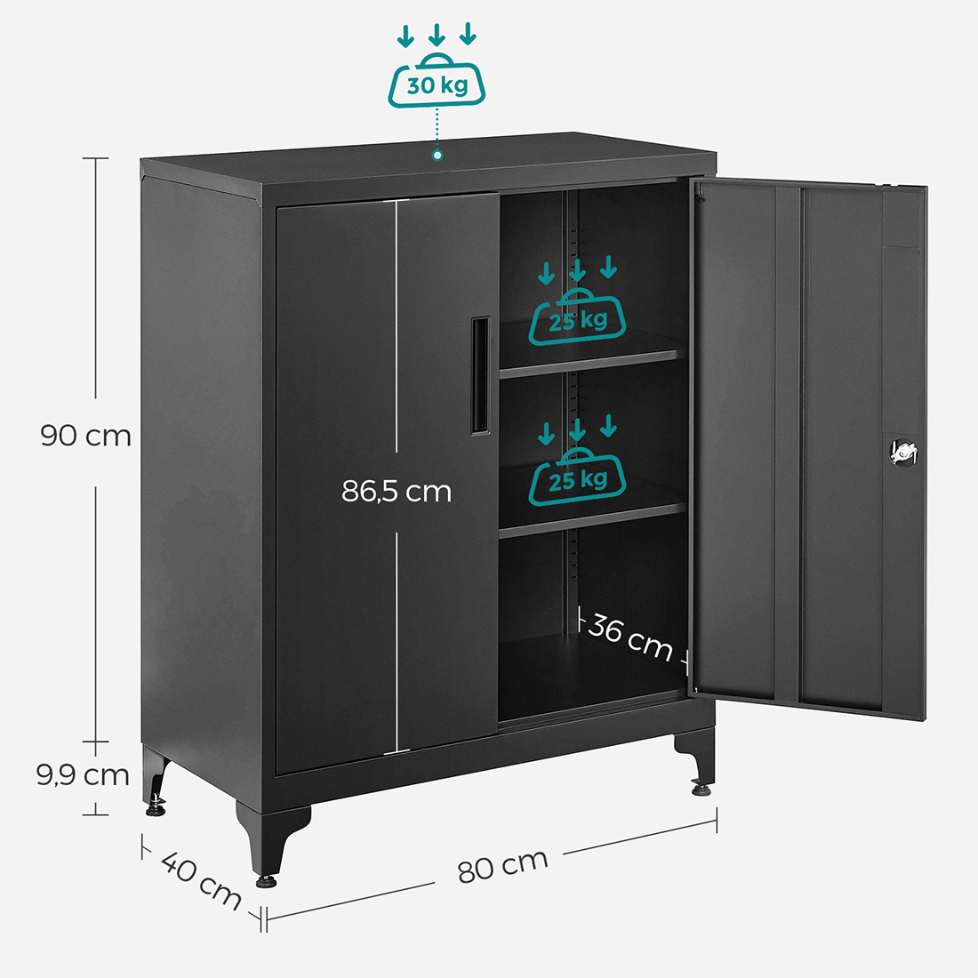 Wymiary metalowej szafki Spacetronik SPC160B