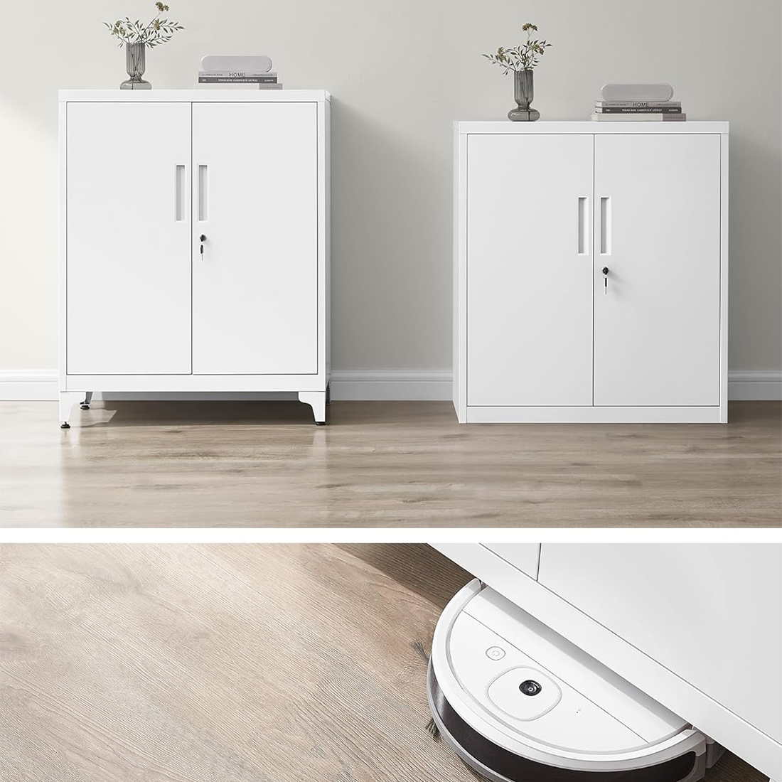 Regulowane nóżki metalowej szafki Spacetronik SPC160W