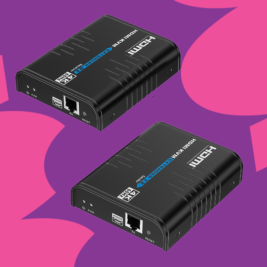 zestaw nadajnik odbiornik HDMI IP z obsługą klawiatury i myszy