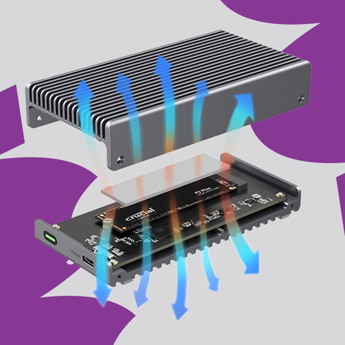 obudowa nvme usb4 aluminiowa radiator chłodzenie