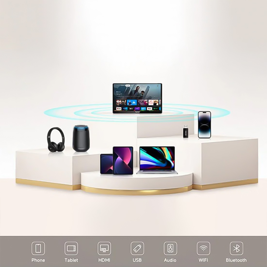 Telewizor współpracujący z wieloma urządzeniami – telefon, tablet, laptop, audio