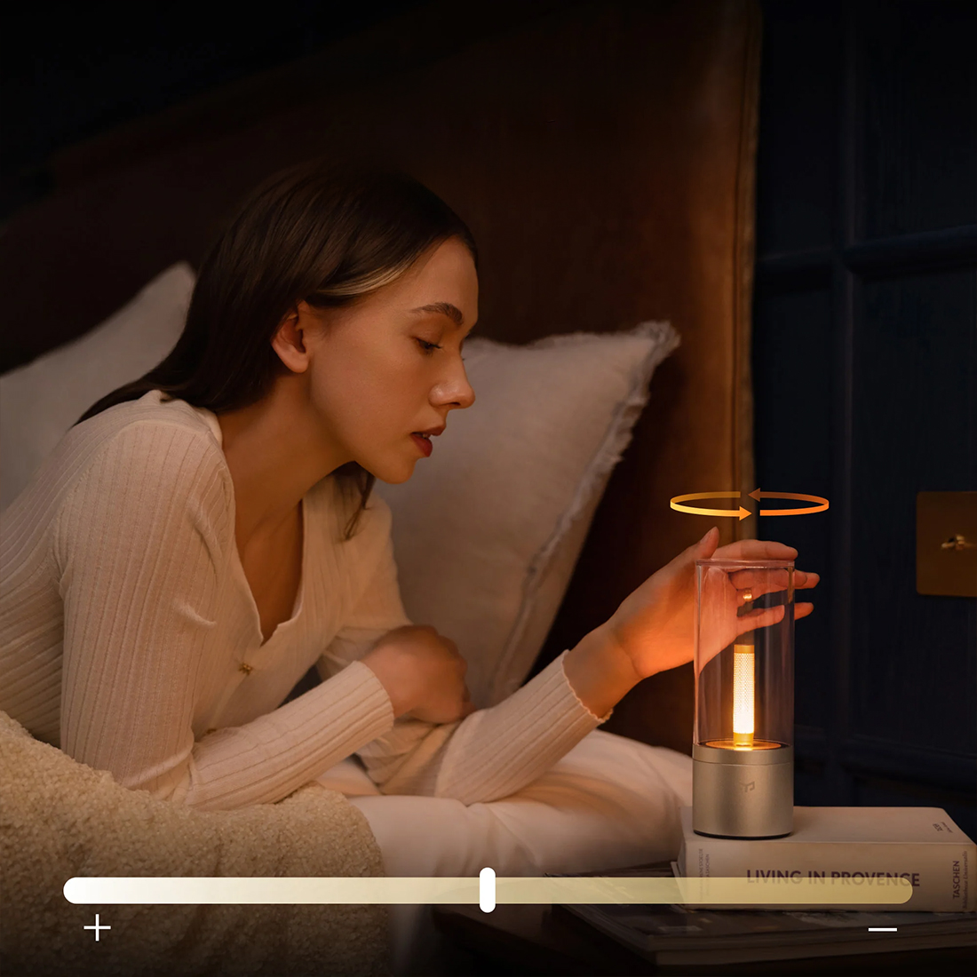 Yeelight Candela regulacja jasności pokrętłem