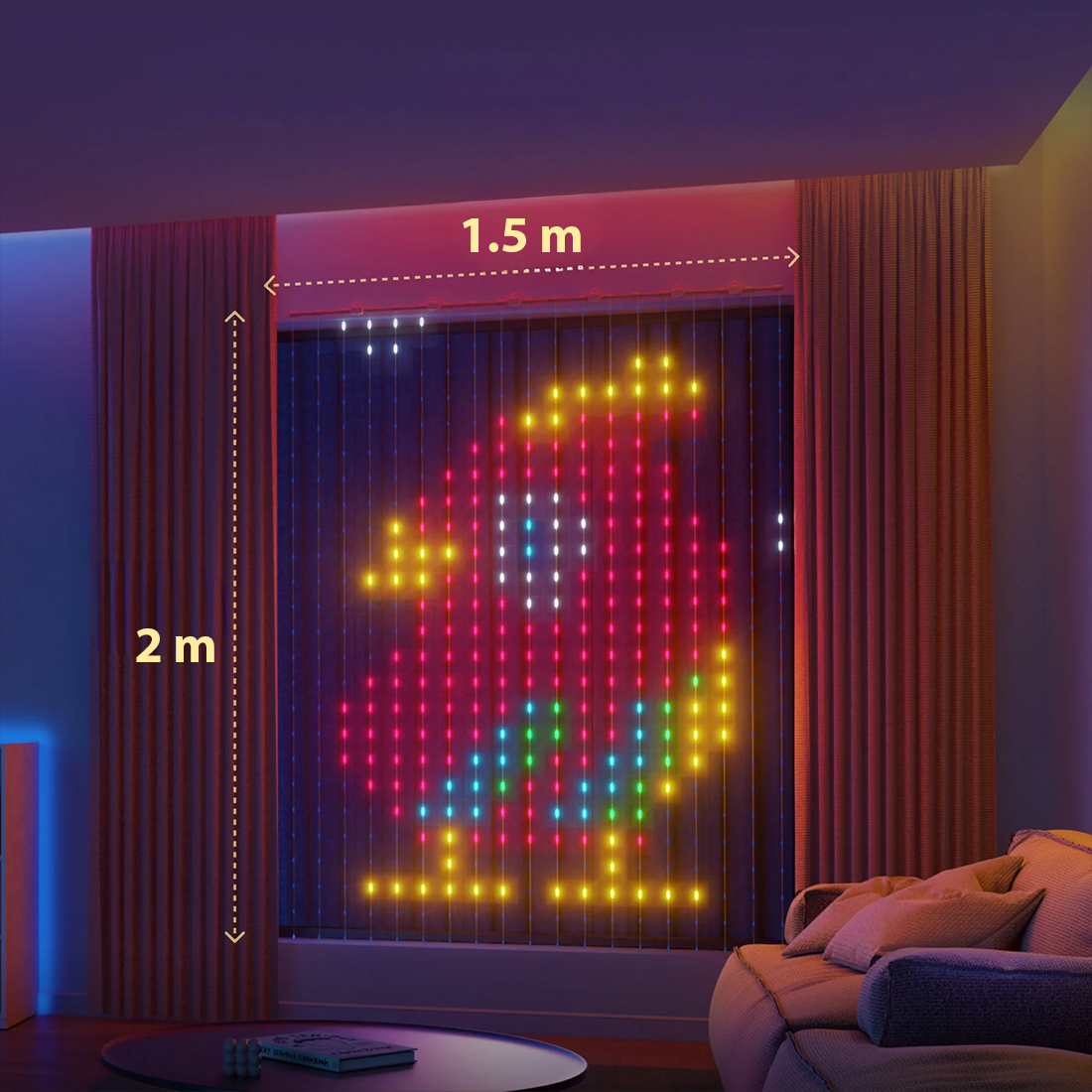 yeelight curtain light kurtyna świetlna 1.5x2m rgbic wodoodporna ip65