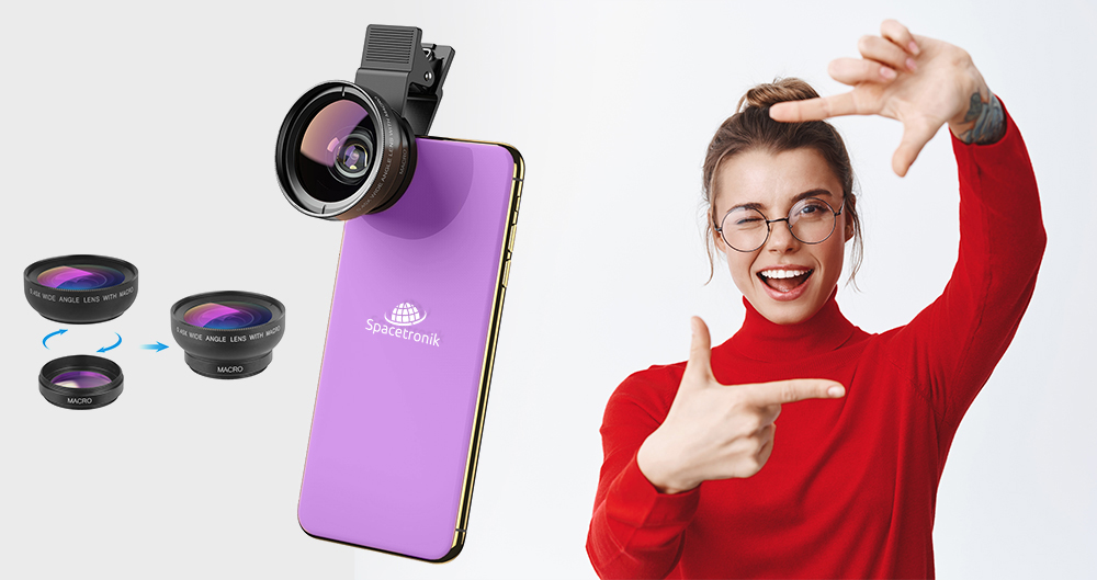 Zestaw obiektywów do telefonu, fotografia mobilna, obiektyw szerokokątny, obiektyw makro