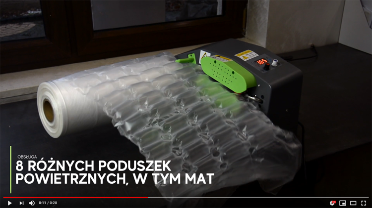 film pokazujący pracę maszyny wypełniacza powietrza Spacetronik SPA-M2
