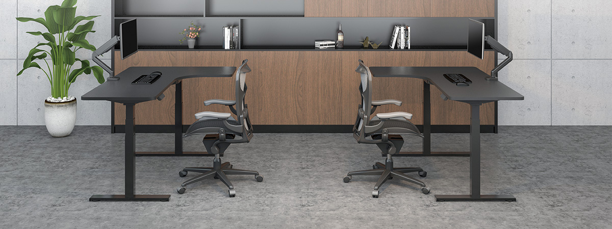 Ergonomiczne biurko regulowane narożne Spacetronik SPE-243LB