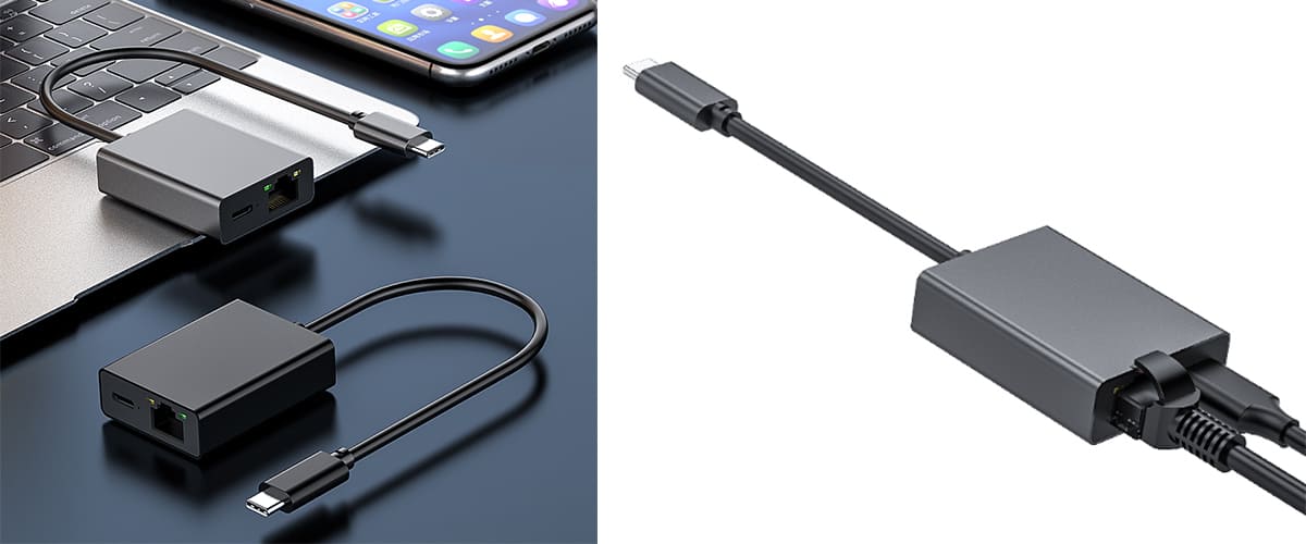 Adapter USB-C na RJ45 Ethernet oraz USB-C