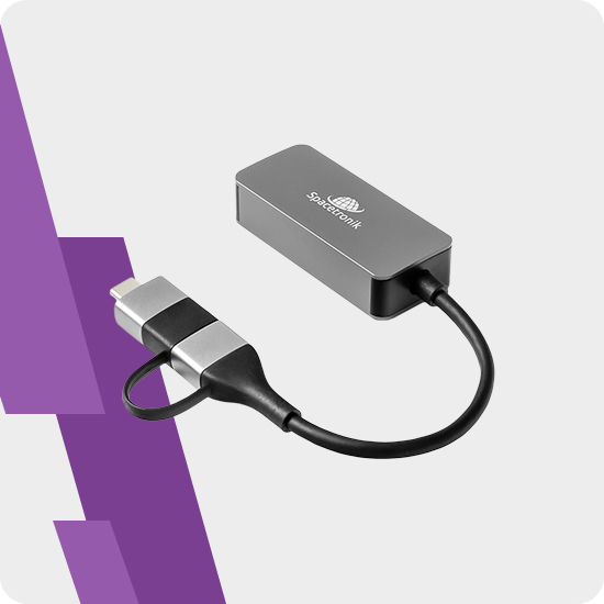 Adapter USB-C USB 3.2 na gniazdo LAN RJ45 Spacetronik - moc internetu