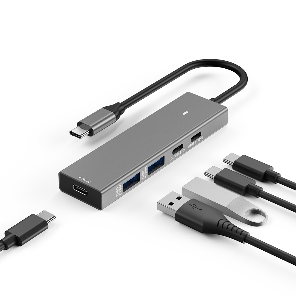 adapter HUB 5w1 USB-A i USB-C, hub USB 3.2 SPU-M16, hub USB z wejściem USB-C 5V IN, szybki hub USB 3.2, wieloportowy hub USB, hub USB z ładowaniem urządzeń, kompatybilny hub USB do laptopa, plug-and-play hub USB, kompaktowy hub USB 3.2, adapter USB 3.2 do smartfona