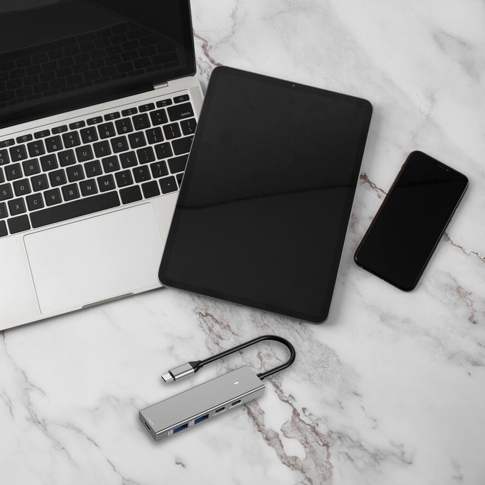 adapter HUB 5w1 USB-A i USB-C, hub USB 3.2 SPU-M16, hub USB z wejściem USB-C 5V IN, szybki hub USB 3.2, wieloportowy hub USB, hub USB z ładowaniem urządzeń, kompatybilny hub USB do laptopa, plug-and-play hub USB, kompaktowy hub USB 3.2, adapter USB 3.2 do smartfona