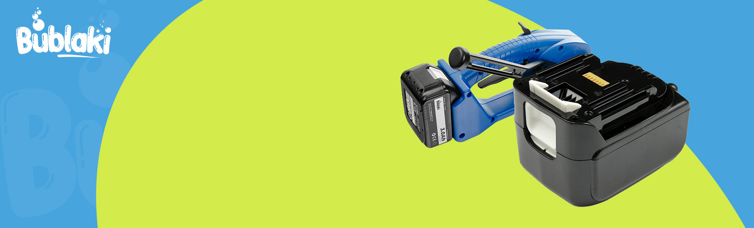 elektryczny napinacz taśmy pakującej, bandownica do taśm PP PET, napinacz Bublaki BM-TM01, urządzenie do pakowania taśmą, napinacz taśmy 16mm, narzędzie do taśm PP PET, akumulatorowy napinacz taśmy, napinacz do taśm pakujących, bandownica do taśm polipropylenowych, zgrzewarka taśmy pakującej