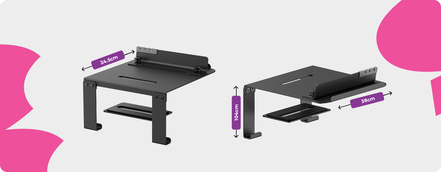 uchwyt do monitora bez vesa, adapter vesa do monitora, podstawka pod monitor spacetronik, spa-013b uchwyt, montaż monitora bez otworów, adapter monitor 17-32 cale, uchwyt z organizerem kabli, podstawka z miejscem na telefon
