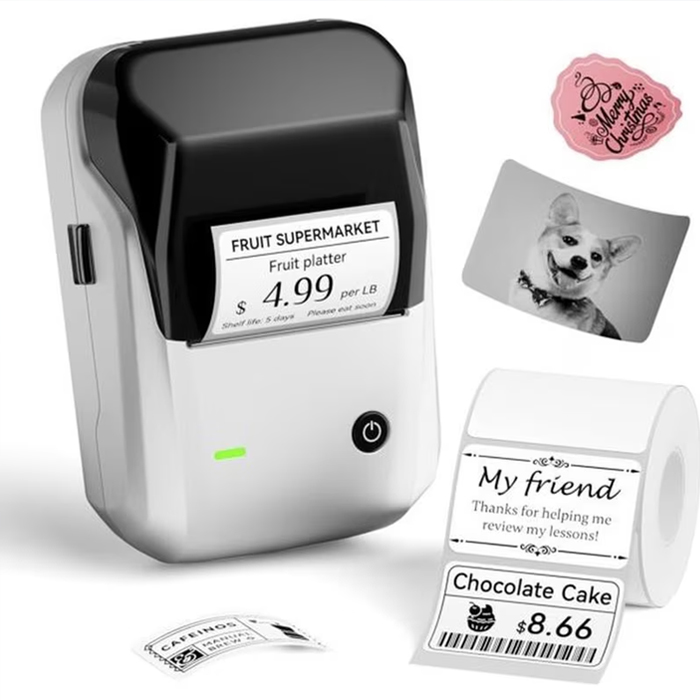 drukarka etykiet termiczna bluetooth, niimbot b1, przenośna drukarka, etykiety, naklejki, aplikacja niimbot, bluetooth drukarka, darmowa rolka, wodoodporne etykiety, kod EAN, kody QR