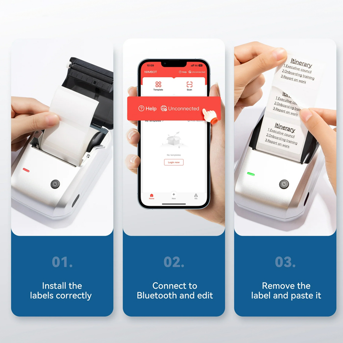 drukarka etykiet termiczna bluetooth, niimbot b1, przenośna drukarka, etykiety, naklejki, aplikacja niimbot, bluetooth drukarka, darmowa rolka, wodoodporne etykiety, kod EAN, kody QR