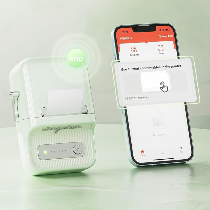 drukarka etykiet Niimbot B21, etykieciarka Bluetooth, mobilna drukarka termiczna, drukarka do etykiet samoprzylepnych, drukarka do kodów kreskowych, etykieciarka do biura, drukarka do przypraw, Niimbot aplikacja do druku