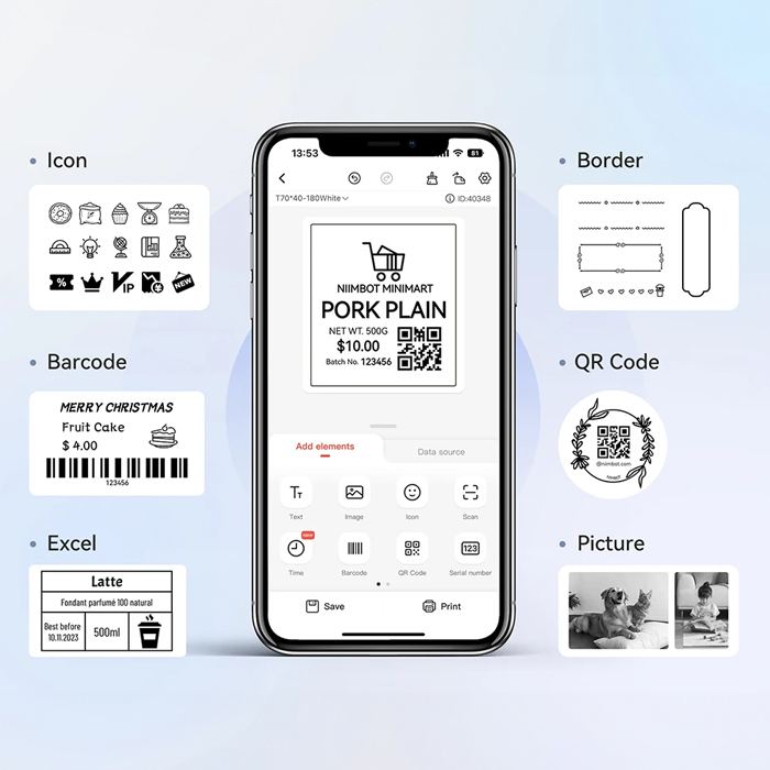 drukarka etykiet Bluetooth, drukarka termiczna etykiet, Niimbot B31 czarna, etykiety samoprzylepne drukarka, drukarka do etykiet z aplikacją, termiczna drukarka etykiet, mobilna drukarka etykiet, Niimbot etykiety